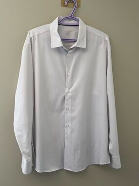 Michael Strahan Modern Fit White Stretch Dress Shirt XL 17½ 34/35